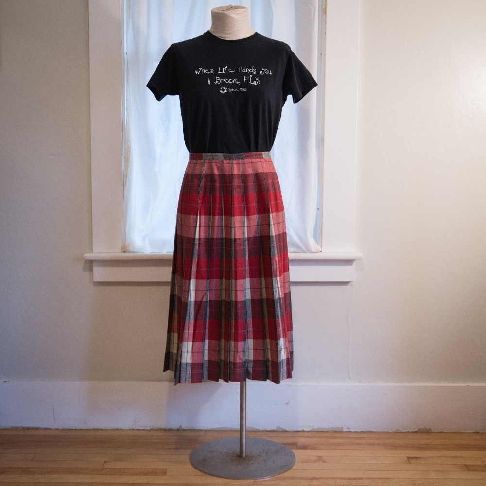 Vintage Plaid Pleated Skirt